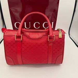 Authentic Gucci Microguccissim Red Satchel/Duffle Bag